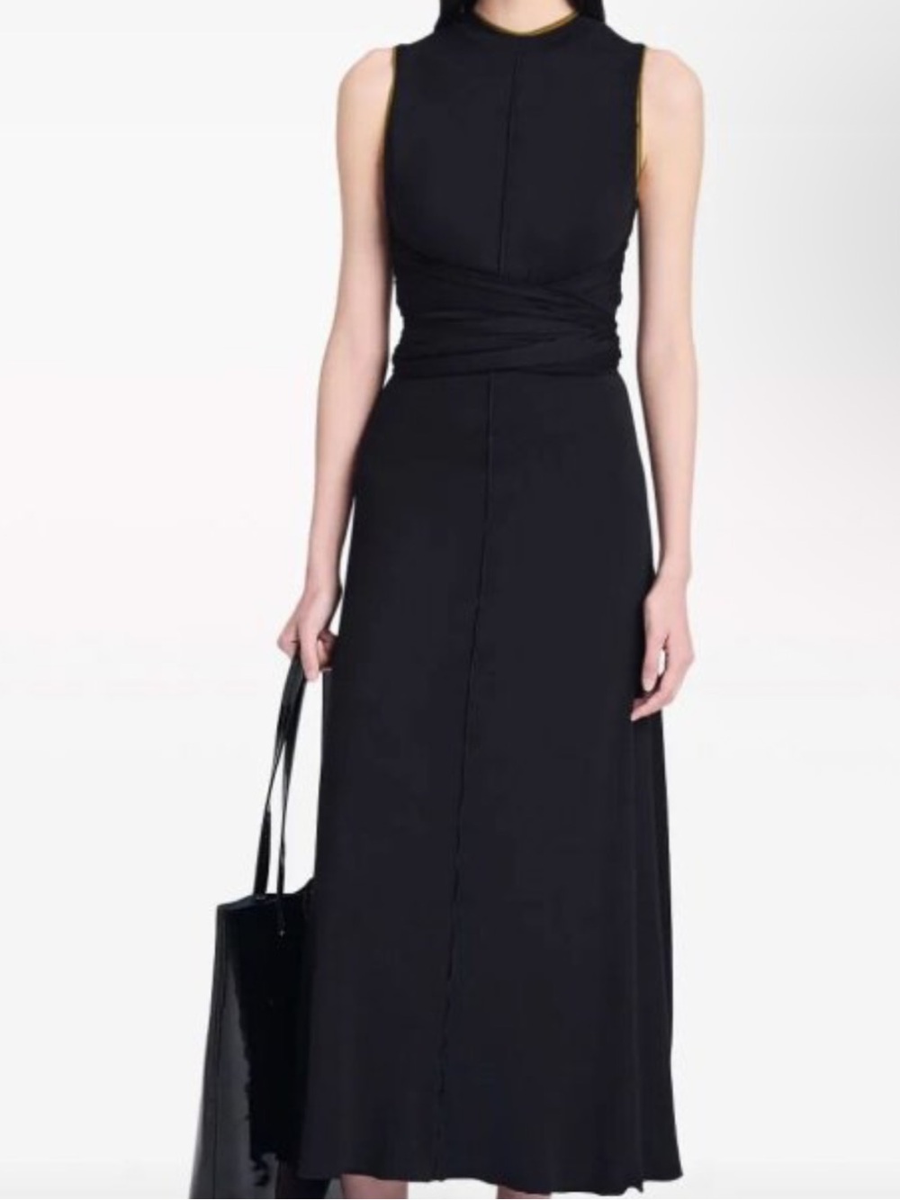 Proenza Schouler Beatrice Dress - Black Maxi Dress with Waist Wrap